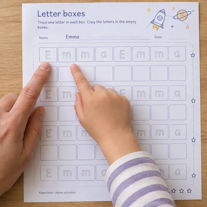 Letter boxes use example: Match each box to a letter.