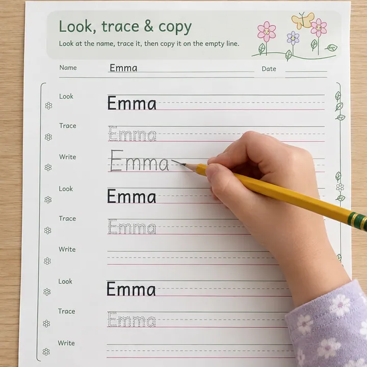 Look, trace & copy use example: Copy on the empty line.