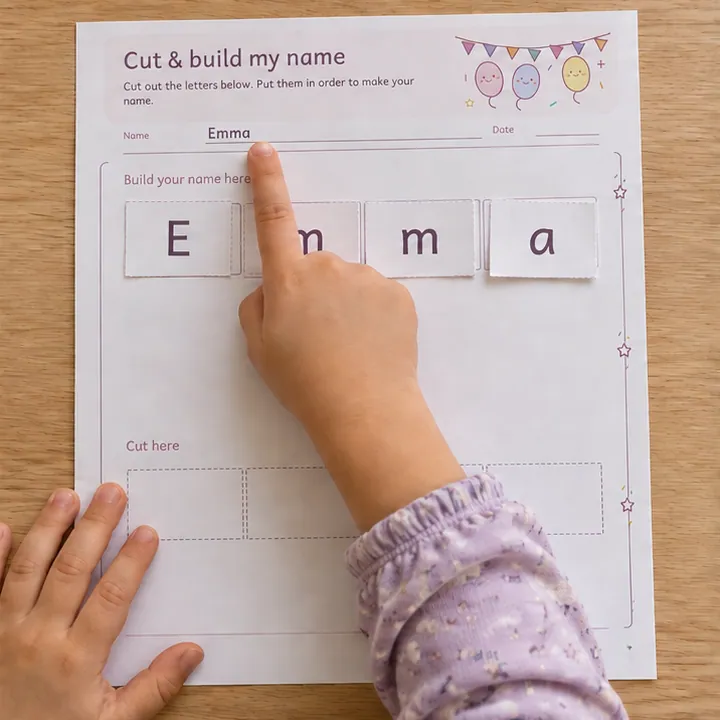 Cut & build my name use example: Arrange the name first.