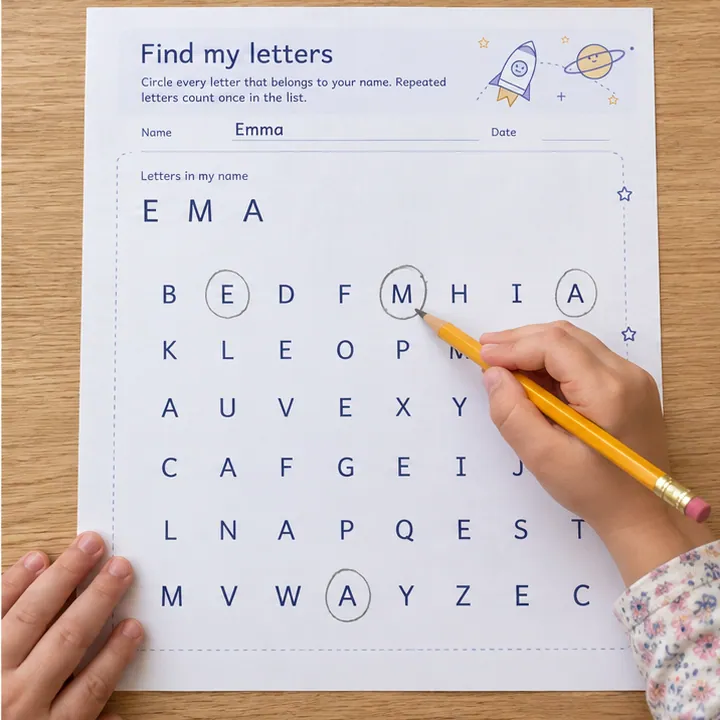 Find my letters use example: Review the marked letters.