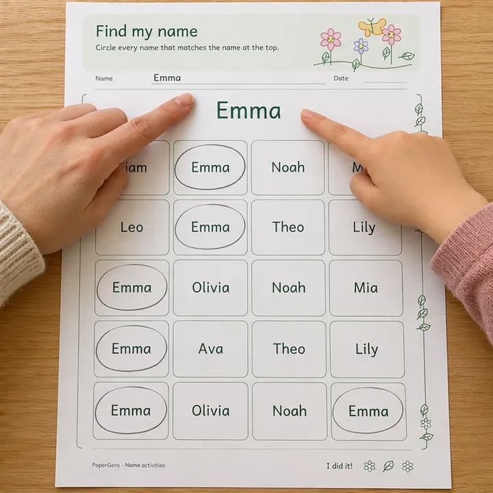 Find my name use example: Check the matches together.