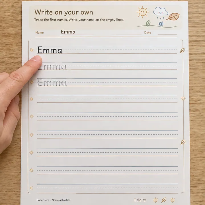 Write on your own use example: Read the model at the top.