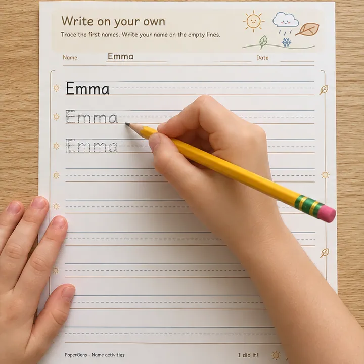 Write on your own use example: Warm up with the tracing rows.