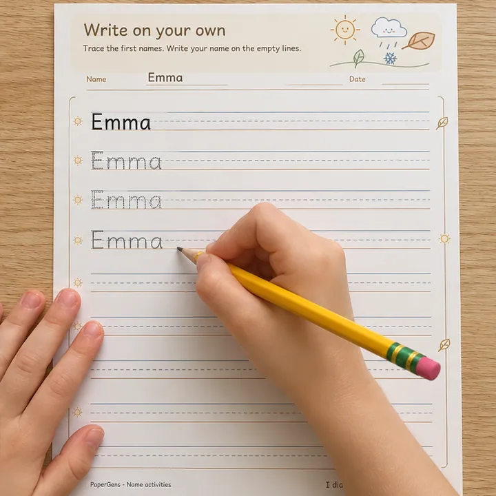 Write on your own use example: Write on the blank rows.