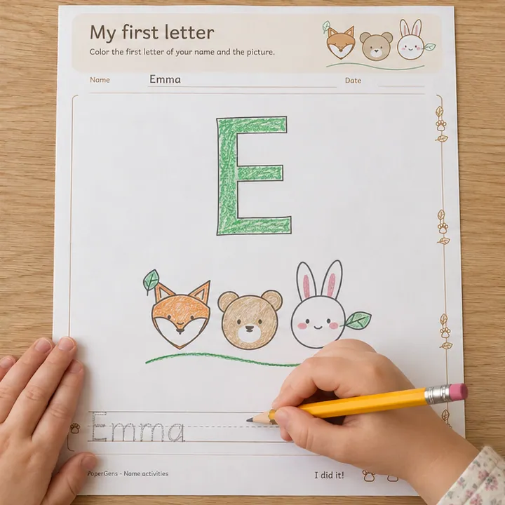 My first letter use example: Trace the name below.