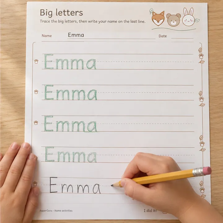 Big letters use example: Try the blank last line.