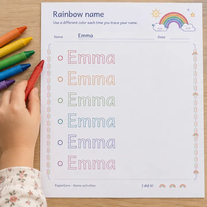 Rainbow name use example: Choose the first color.