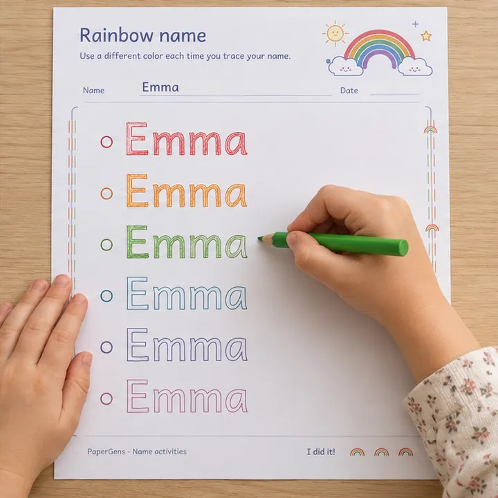Rainbow name use example: Change colors for another row.